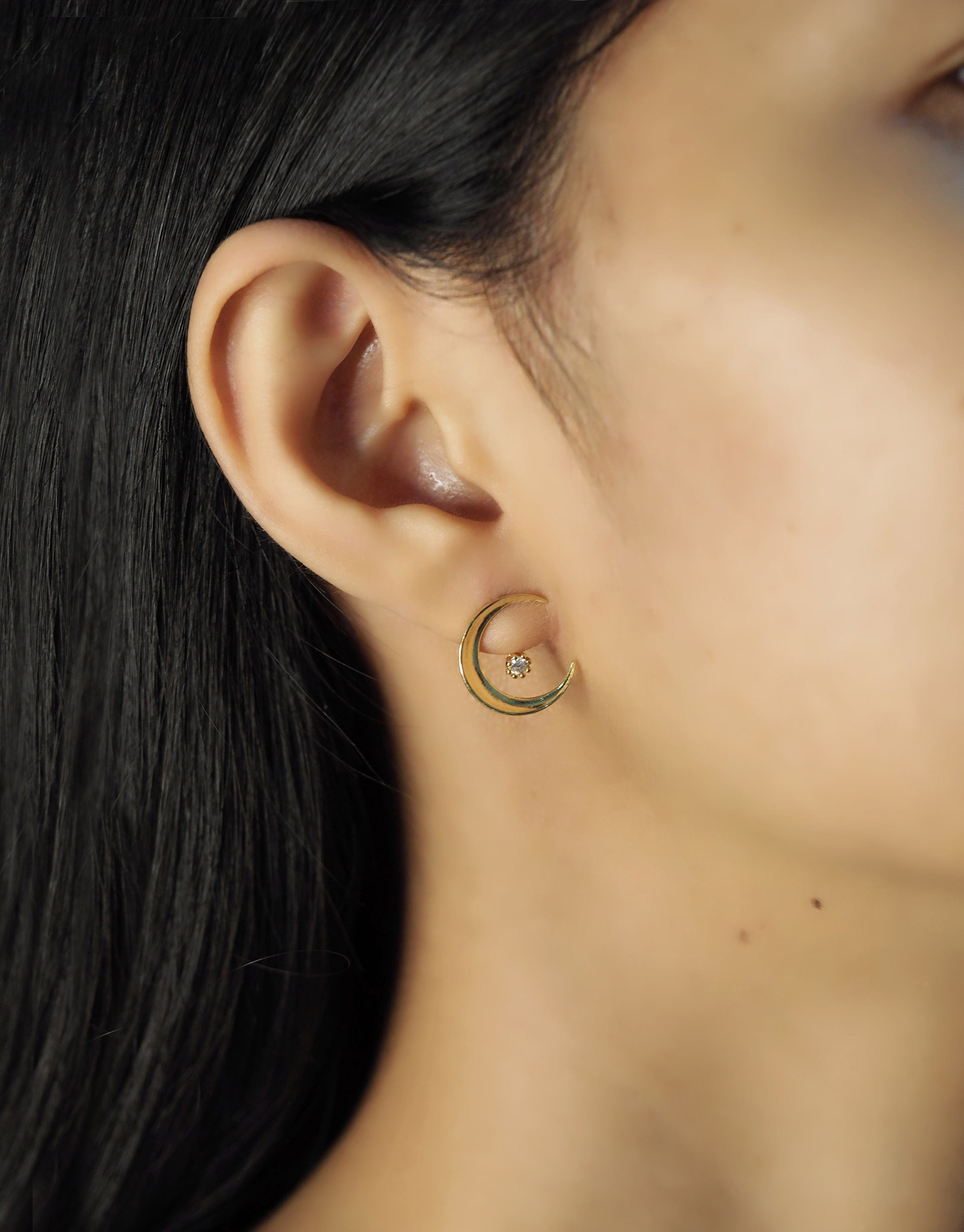 TAI JEWELRY Earrings Crescent Moon Ear Jacket