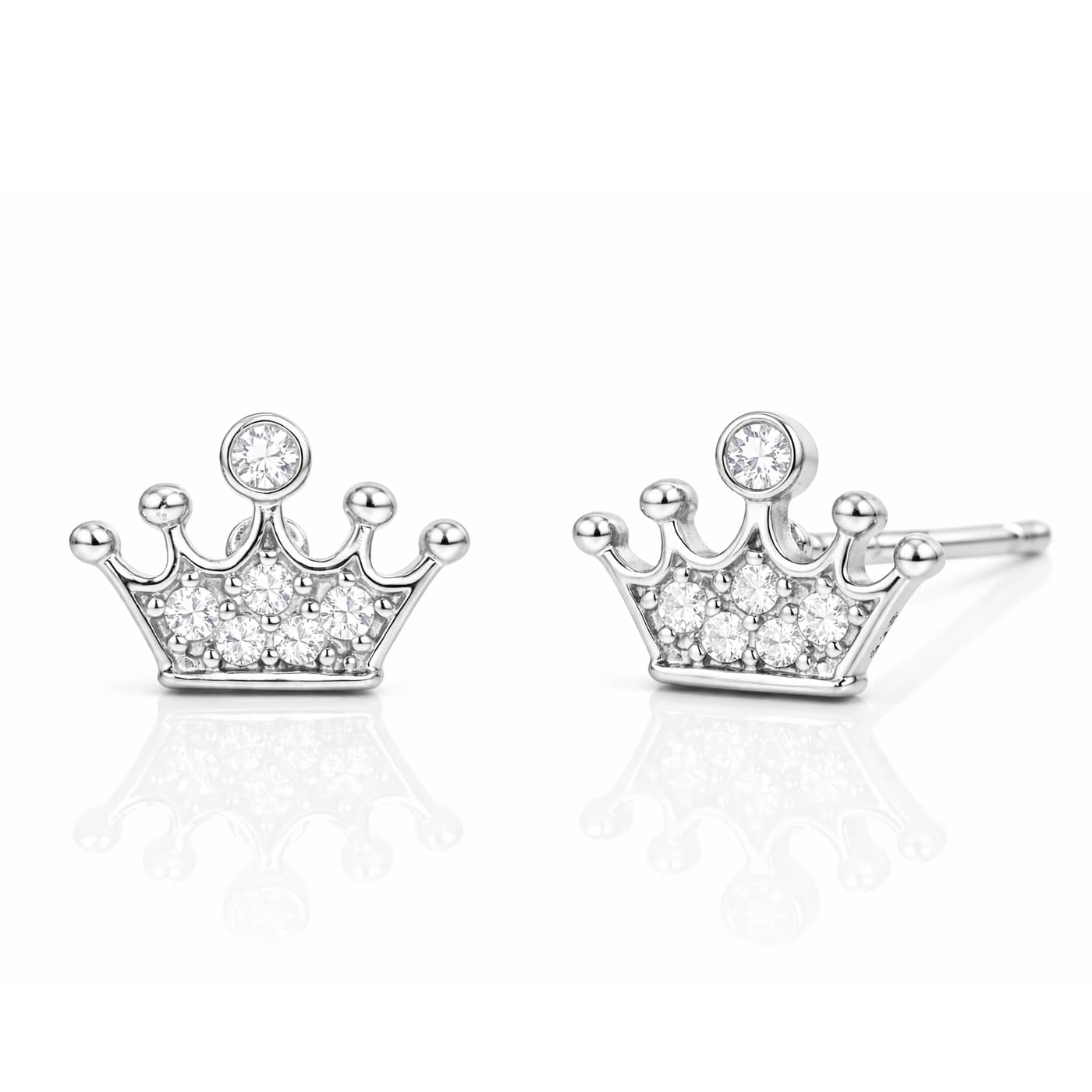 TAI JEWELRY Earrings Silver Crown Studs
