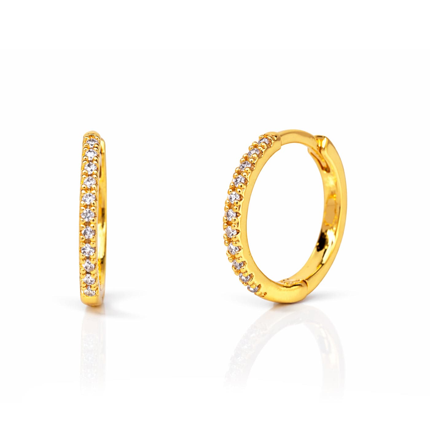 TAI JEWELRY Earrings LARGE / GOLD Cubic Zirconia Huggie Earrings