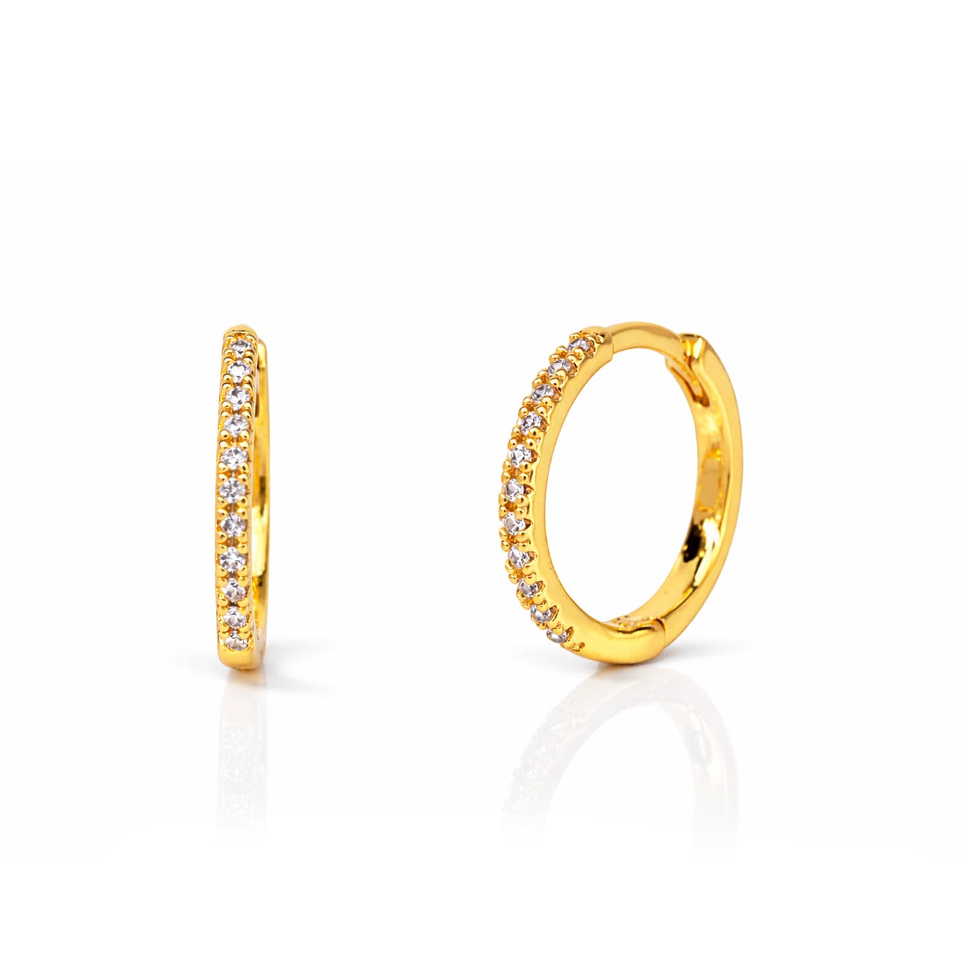 TAI JEWELRY Earrings SMALL / GOLD Cubic Zirconia Huggie Earrings
