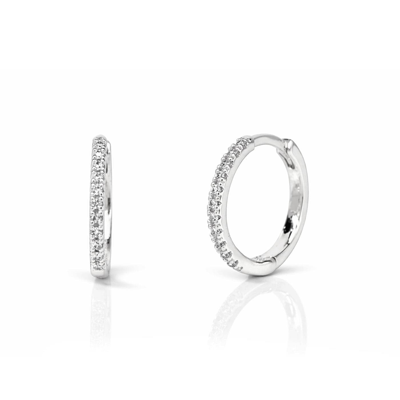 TAI JEWELRY Earrings SMALL / SILVER Cubic Zirconia Huggie Earrings