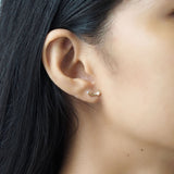 TAI JEWELRY Earrings Curved Bar With Pearl And Cz Accents