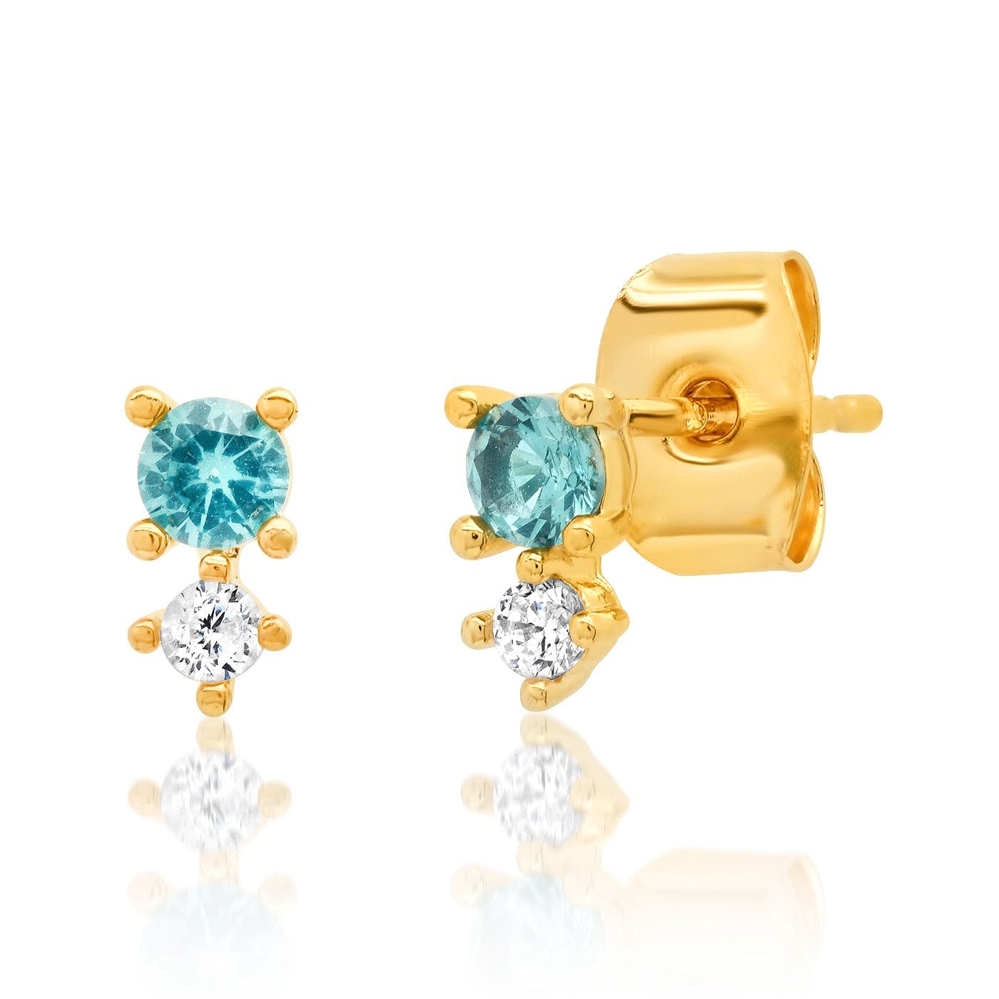 TAI JEWELRY Earrings Aqua Cz And Colored Stone Studs