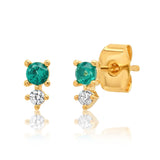 TAI JEWELRY Earrings Emerald Green Cz And Colored Stone Studs