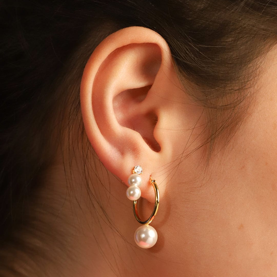 TAI JEWELRY Earrings CZ and Double Pearl Drop Earrings