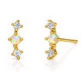 TAI JEWELRY Earrings Cz And Opal Mini Bar Post