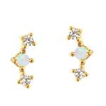 TAI JEWELRY Earrings Cz And Opal Mini Bar Post