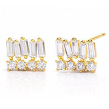 TAI JEWELRY Earrings CZ Baguette Tiered Studs