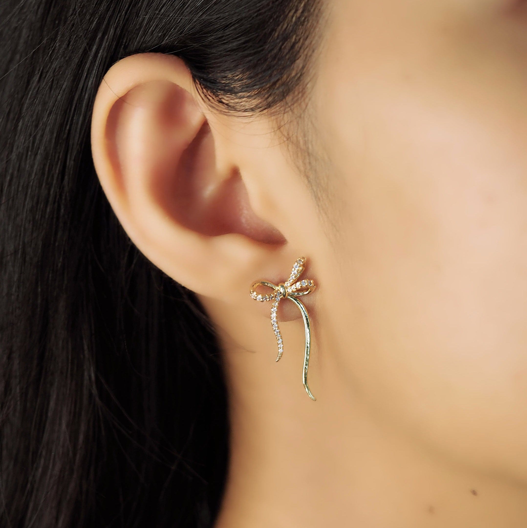 TAI JEWELRY | CZ Bow Ear Jacket | Earrings |