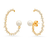 TAI JEWELRY Earrings CZ Ear Climber With Pearl Accent