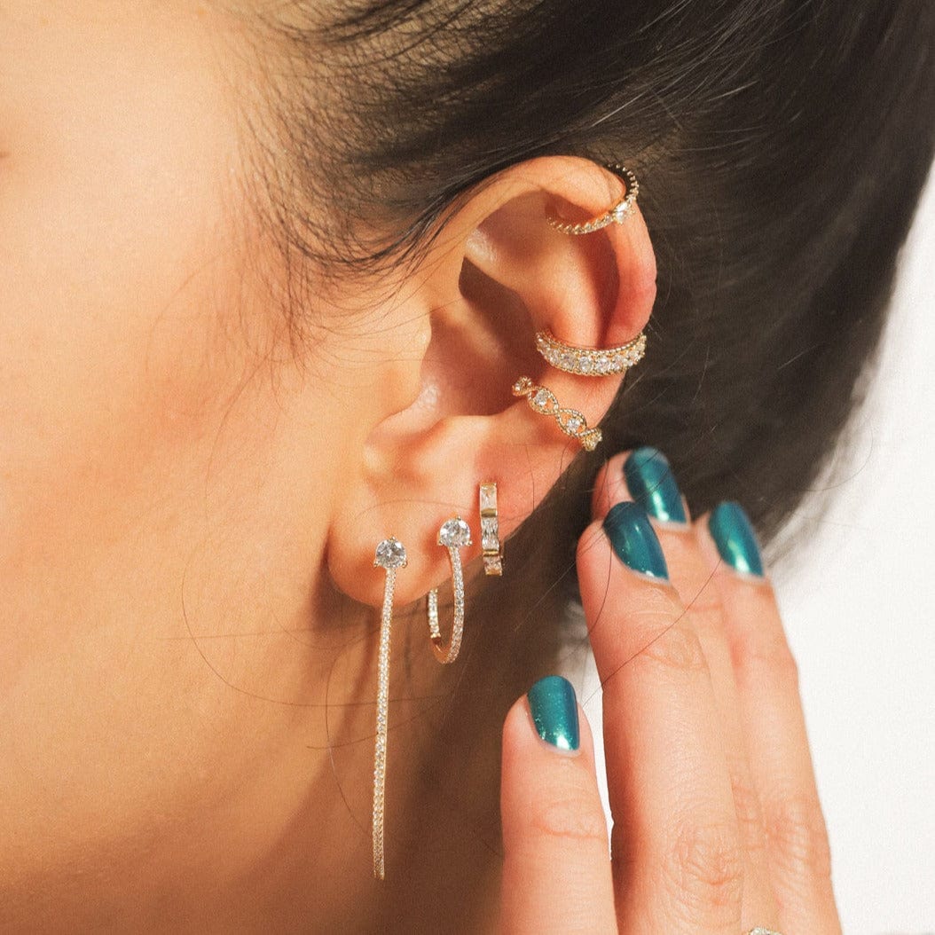 TAI JEWELRY | CZ Ear Cuff with Twisted Rope Accents | Earrings |