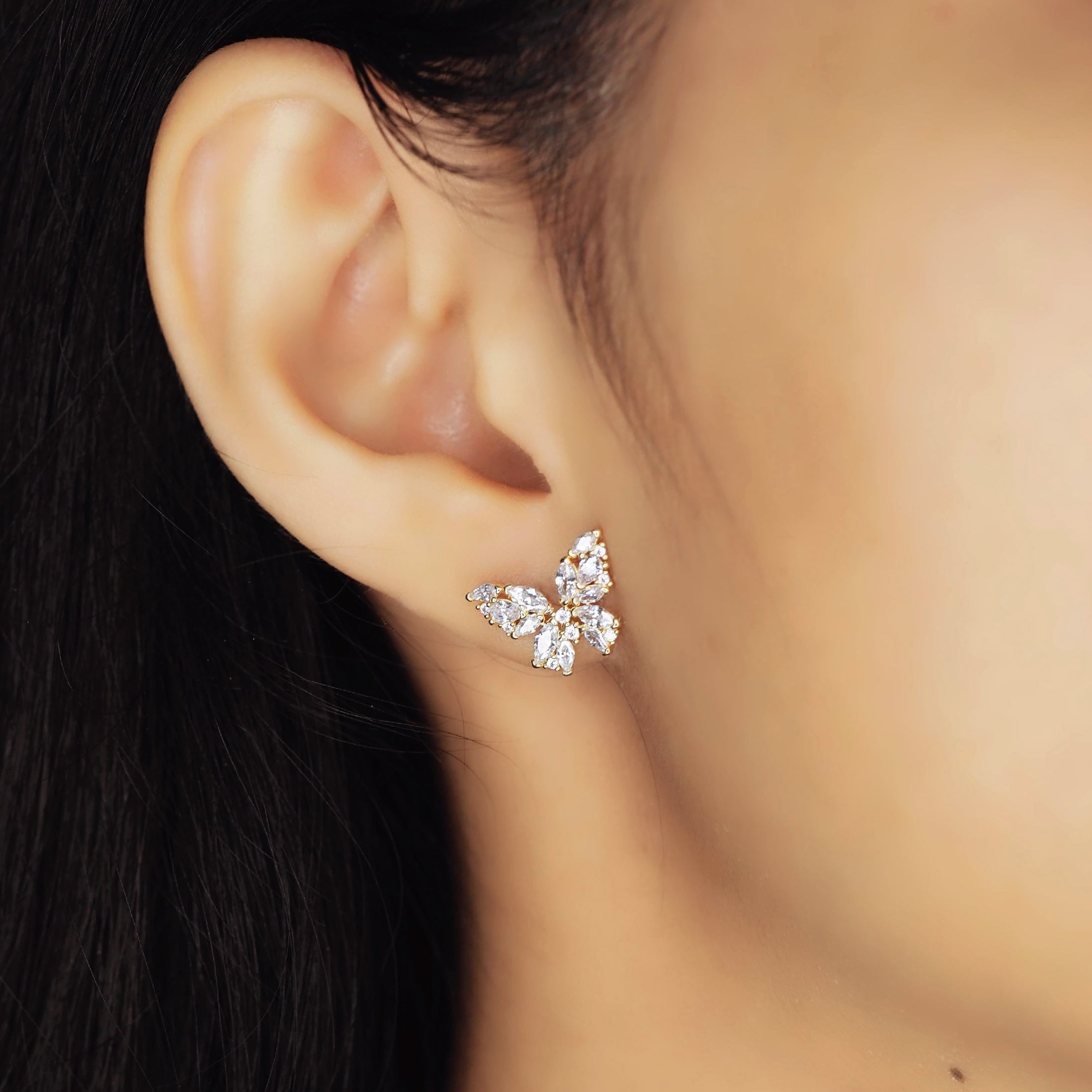 TAI JEWELRY | CZ Encrusted Butterfly Studs | Earrings |