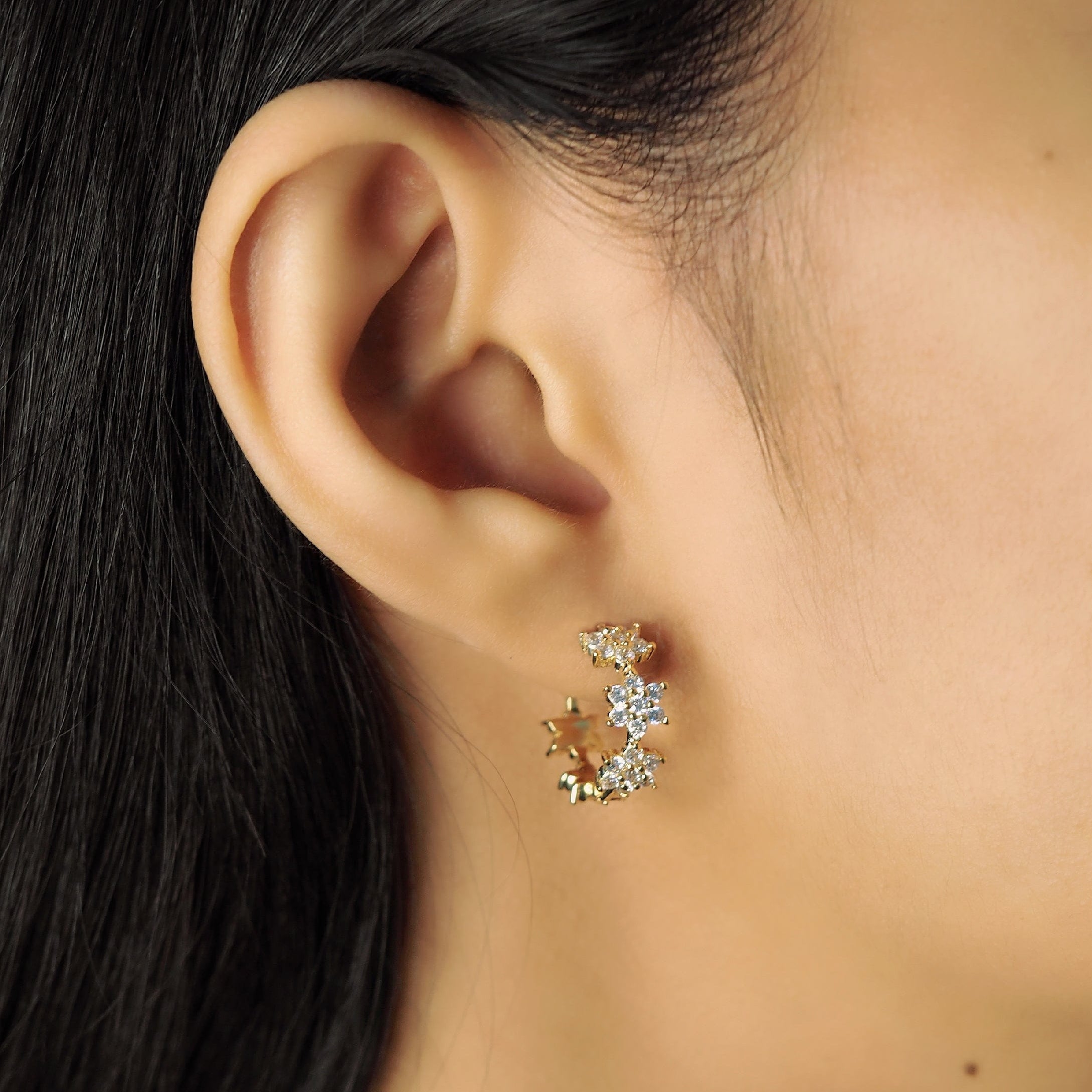 TAI JEWELRY Earrings Cz Flower Power Huggie