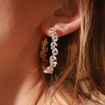 TAI JEWELRY Earrings CZ Leaf Hoops