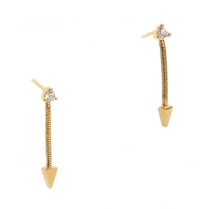 TAI JEWELRY Earrings Cz With Snake Chain Drop And Triangle Detail