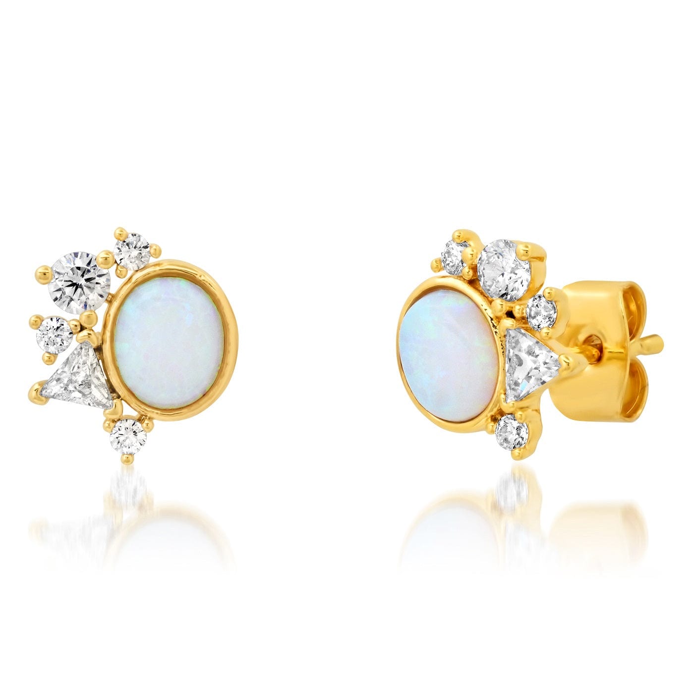 TAI JEWELRY Earrings Dainty Opal And CZ Cluster Studs