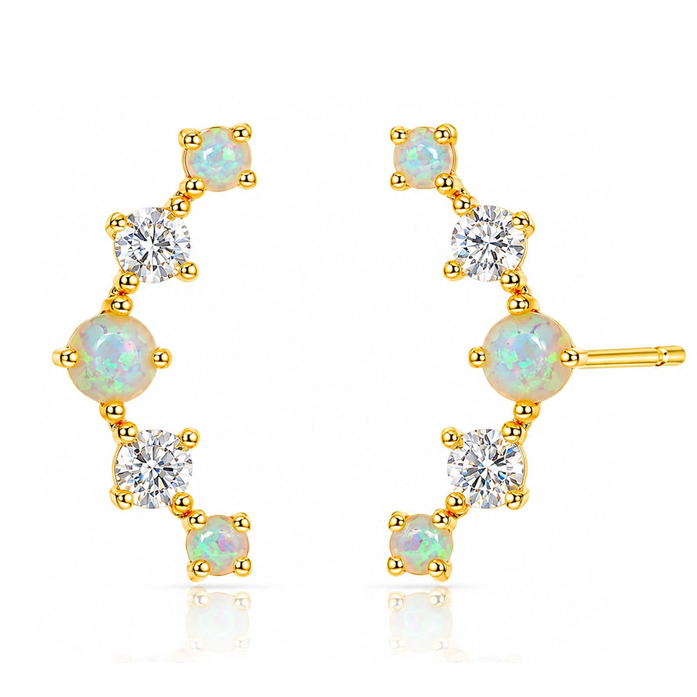 TAI JEWELRY Earrings WHITE Delicate Opal Crawler