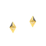 TAI JEWELRY Earrings Gold Diamond Pyramid Studs With Pave Cz Accents