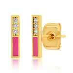 TAI JEWELRY Earrings Pink Domino Bars With Cz Studs