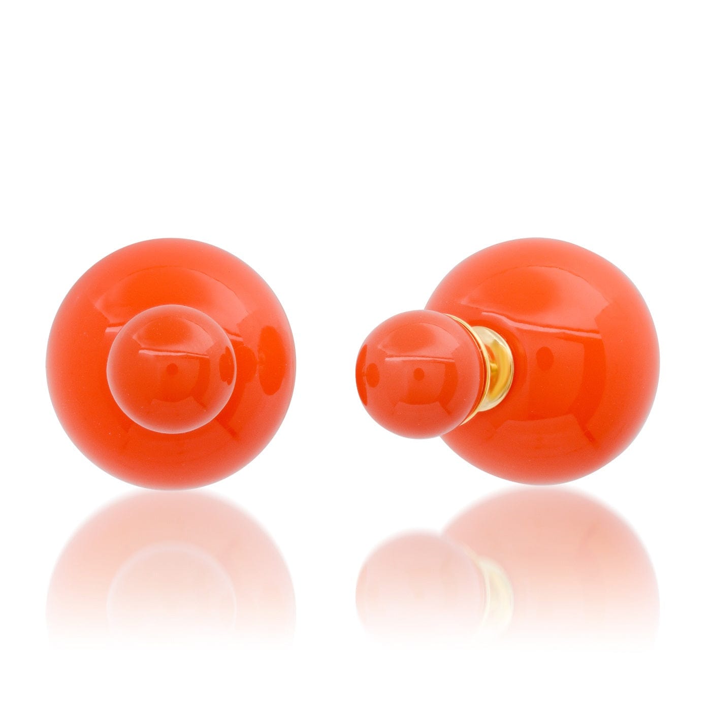 TAI JEWELRY Earrings Orange Double Ball Stud Earrings