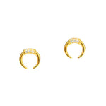 TAI JEWELRY Earrings Gold Double Horn Studs With Pave Accents