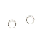 TAI JEWELRY Earrings Silver Double Horn Studs With Pave Accents