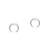 TAI JEWELRY Earrings Silver Double Horn Studs With Pave Accents