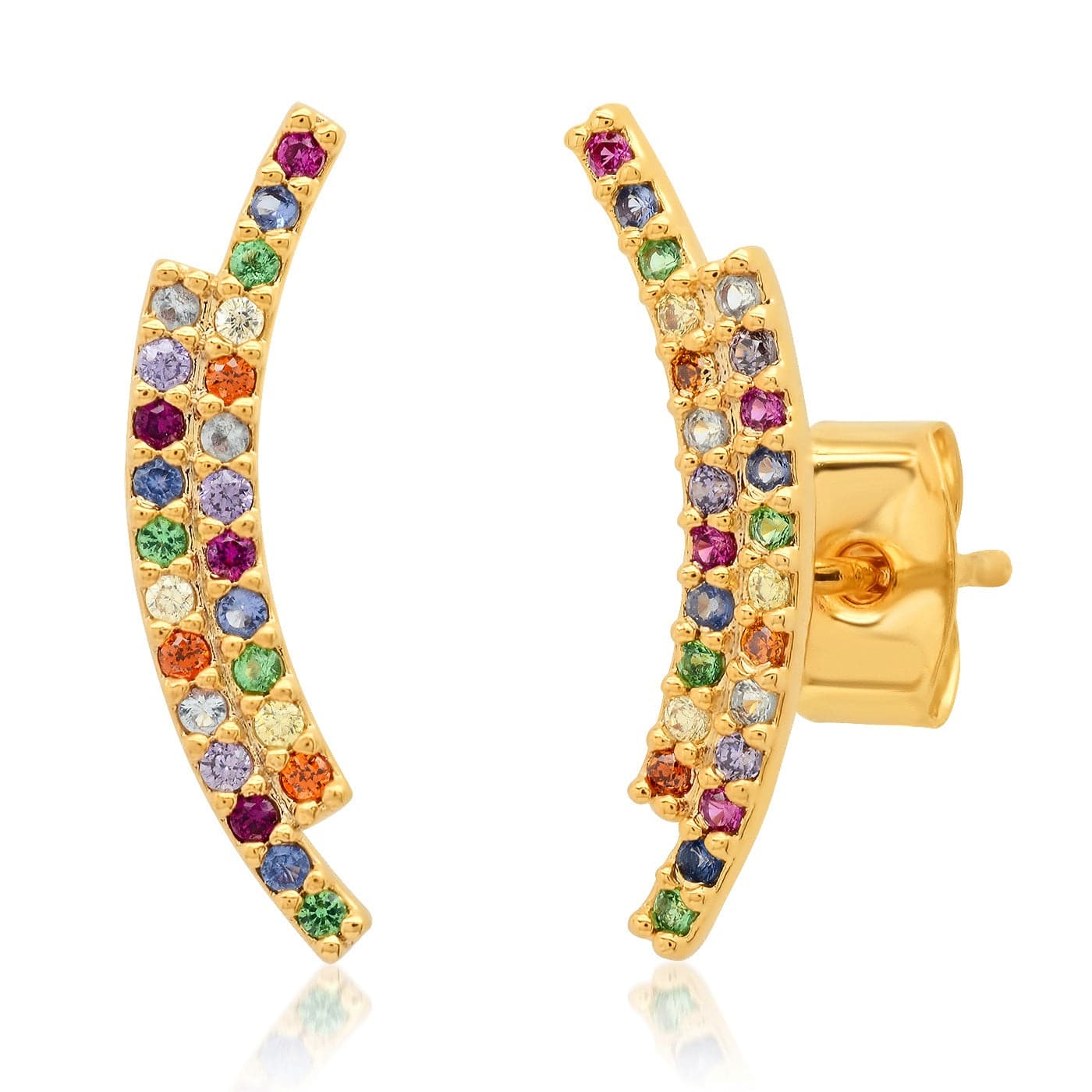 TAI JEWELRY Earrings Rainbow Double Stick Cz Climber