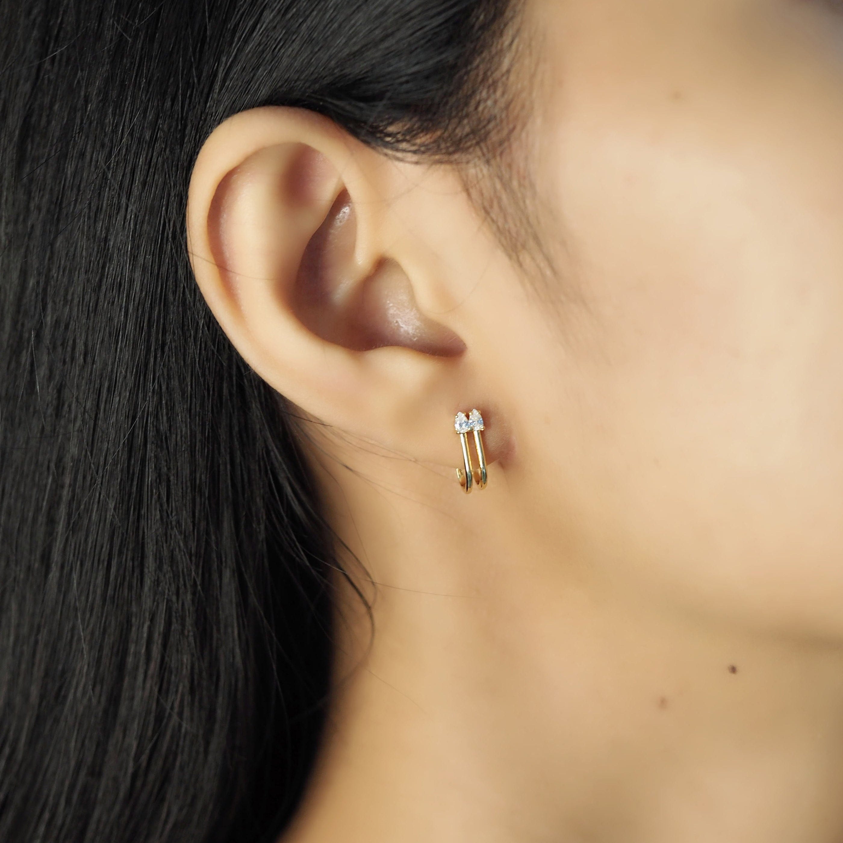 TAI JEWELRY Earrings Double Stone Cage Earring
