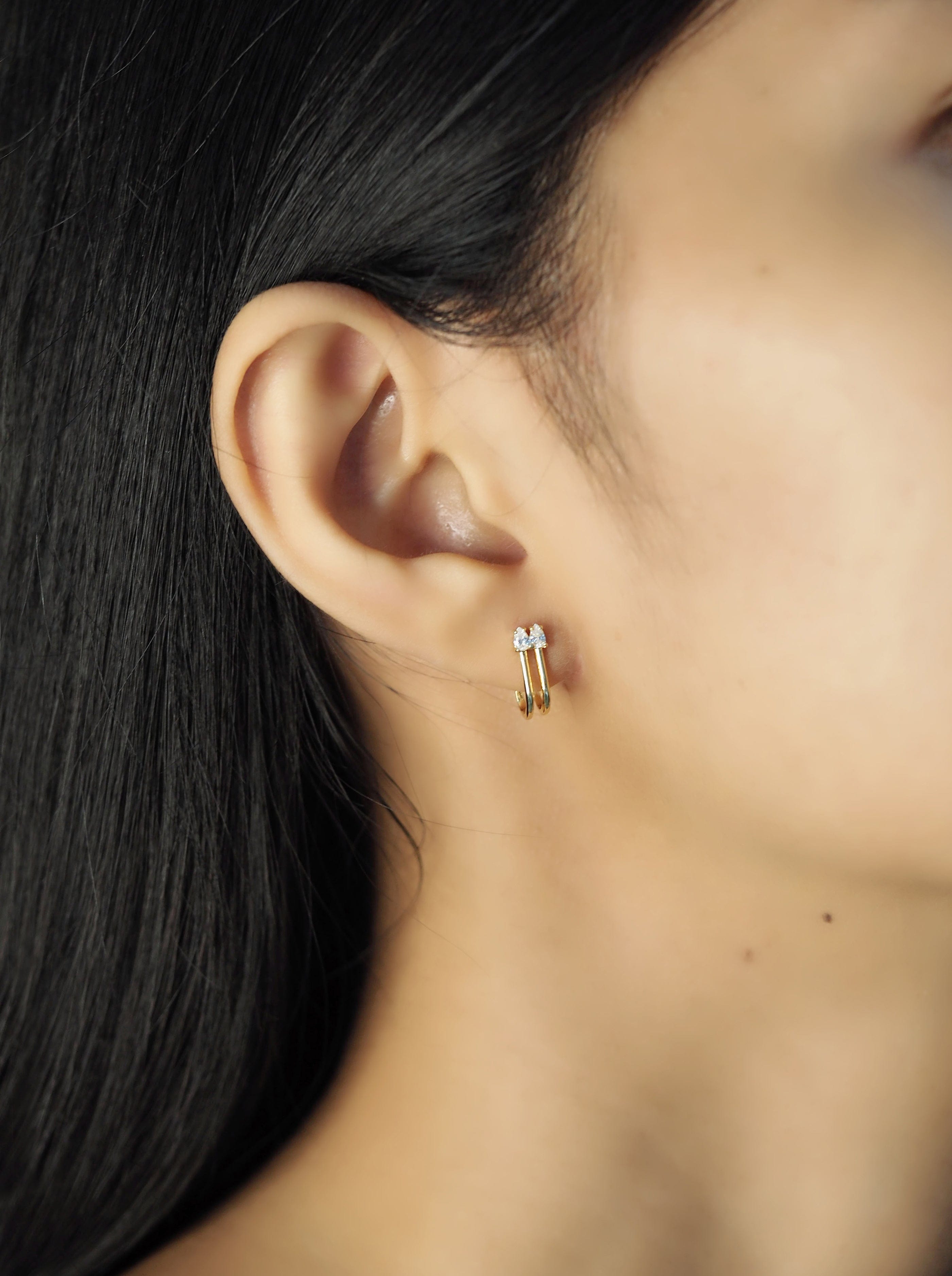 TAI JEWELRY Earrings Double Stone Cage Earring