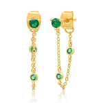 TAI JEWELRY Earrings Emerald Green Draper Studs With CZ Chain