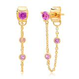 TAI JEWELRY Earrings Pink Draper Studs With CZ Chain
