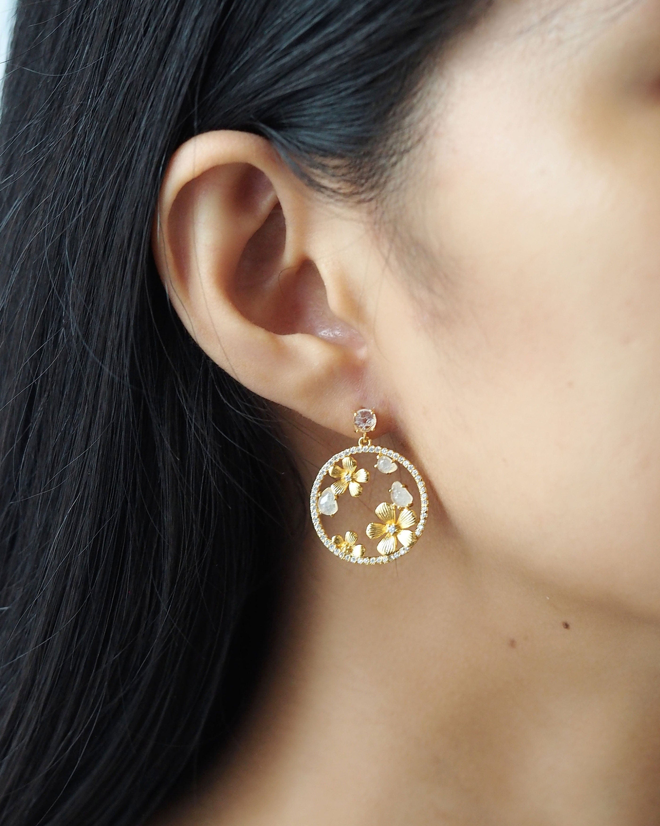 TAI JEWELRY Earrings Drop Earring With Flowers