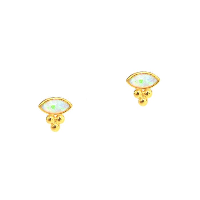 TAI JEWELRY Earrings Gold Vermiel East/West Opal Marquise Studs