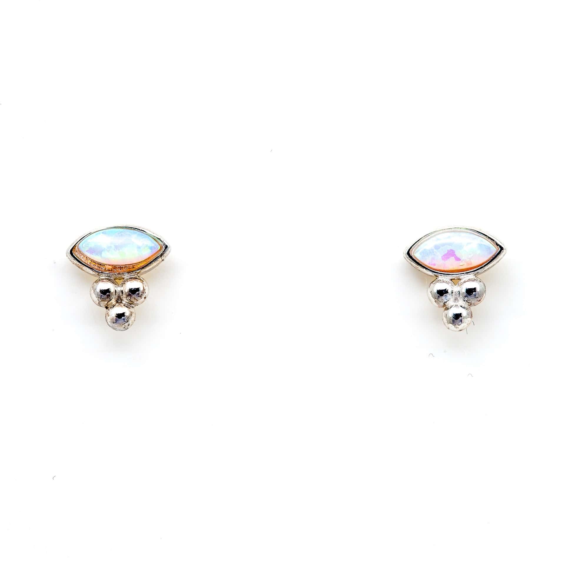 TAI JEWELRY Earrings Sterling Silver East/West Opal Marquise Studs