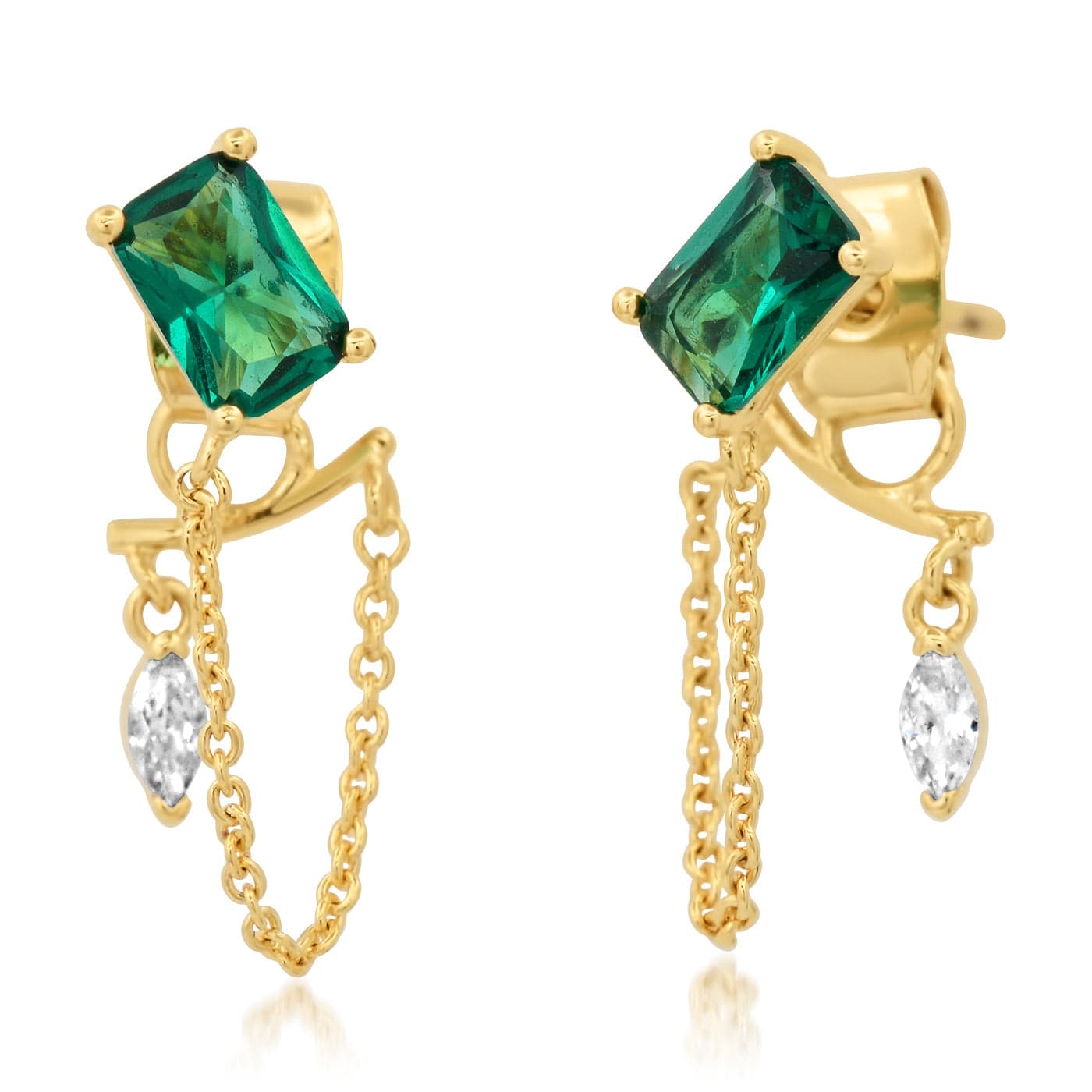 TAI JEWELRY Earrings Emerald Chain Drop Earrings