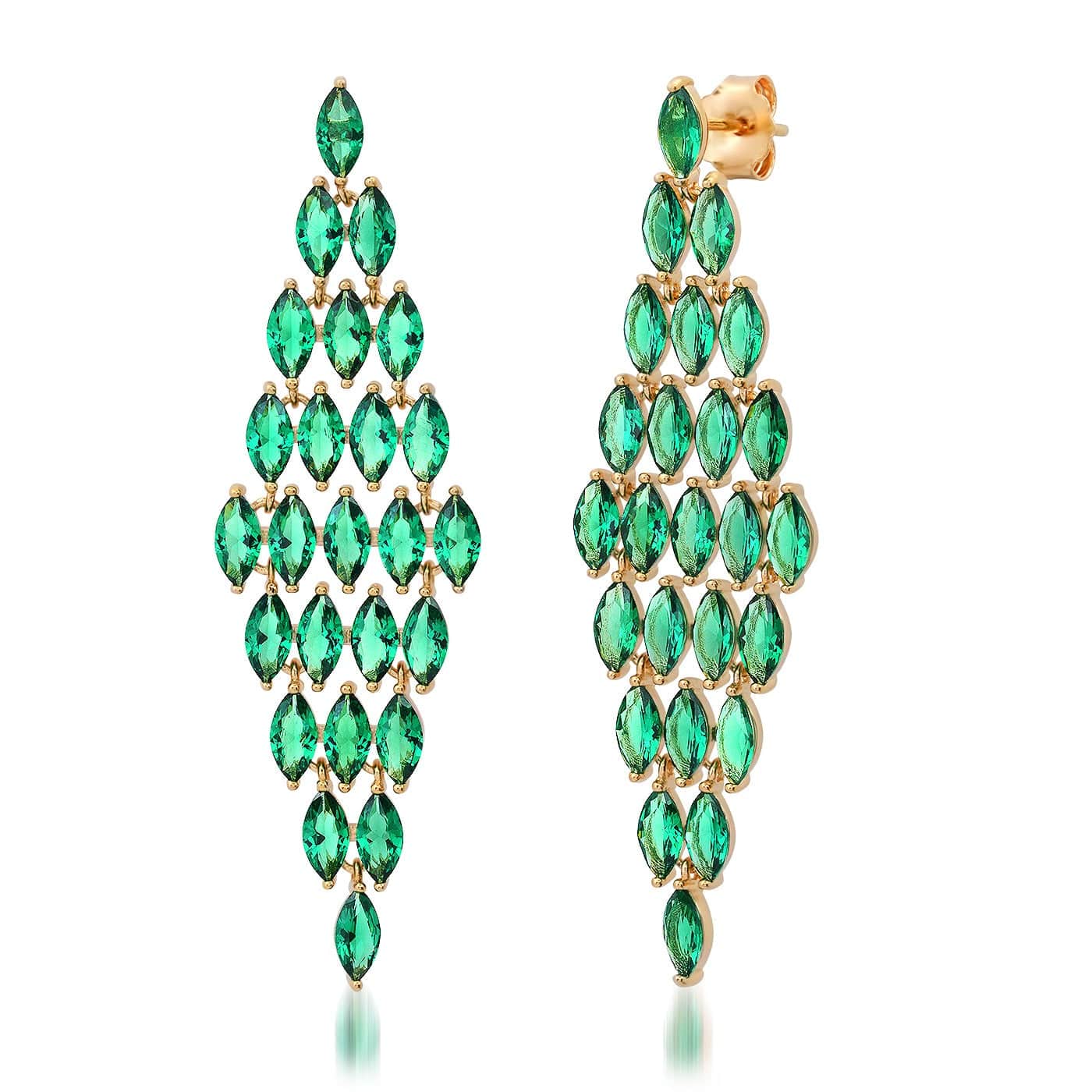 TAI JEWELRY Earrings Emerald Green Cascading Marquis Chandelier Earrings