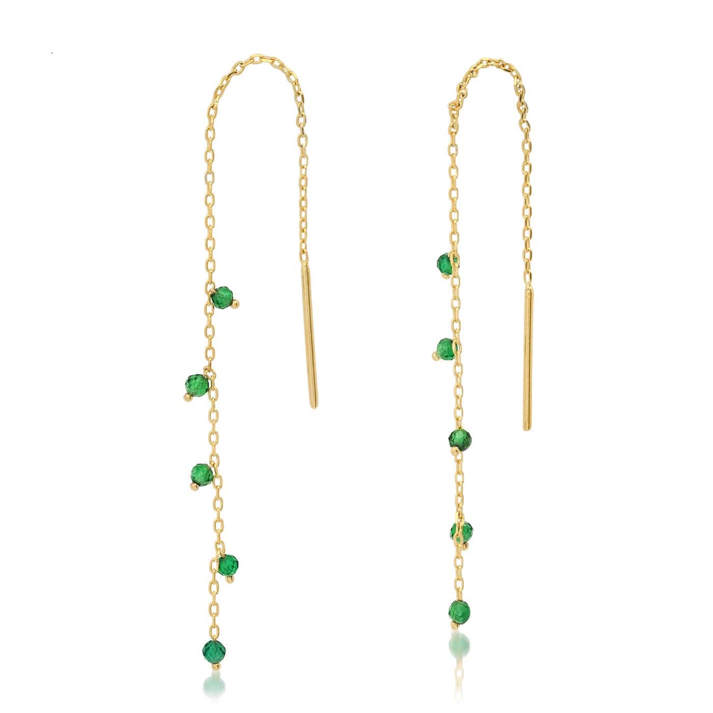 TAI JEWELRY Earrings Emerald Green CZ Threaders