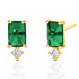 TAI JEWELRY Earrings Emerald Stud Earrings with CZ Drop