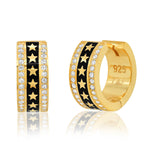TAI JEWELRY Earrings Enamel And Cz Star Huggies