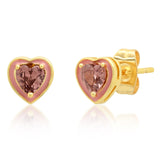 TAI JEWELRY Earrings Enamel Bezel Heart Studs