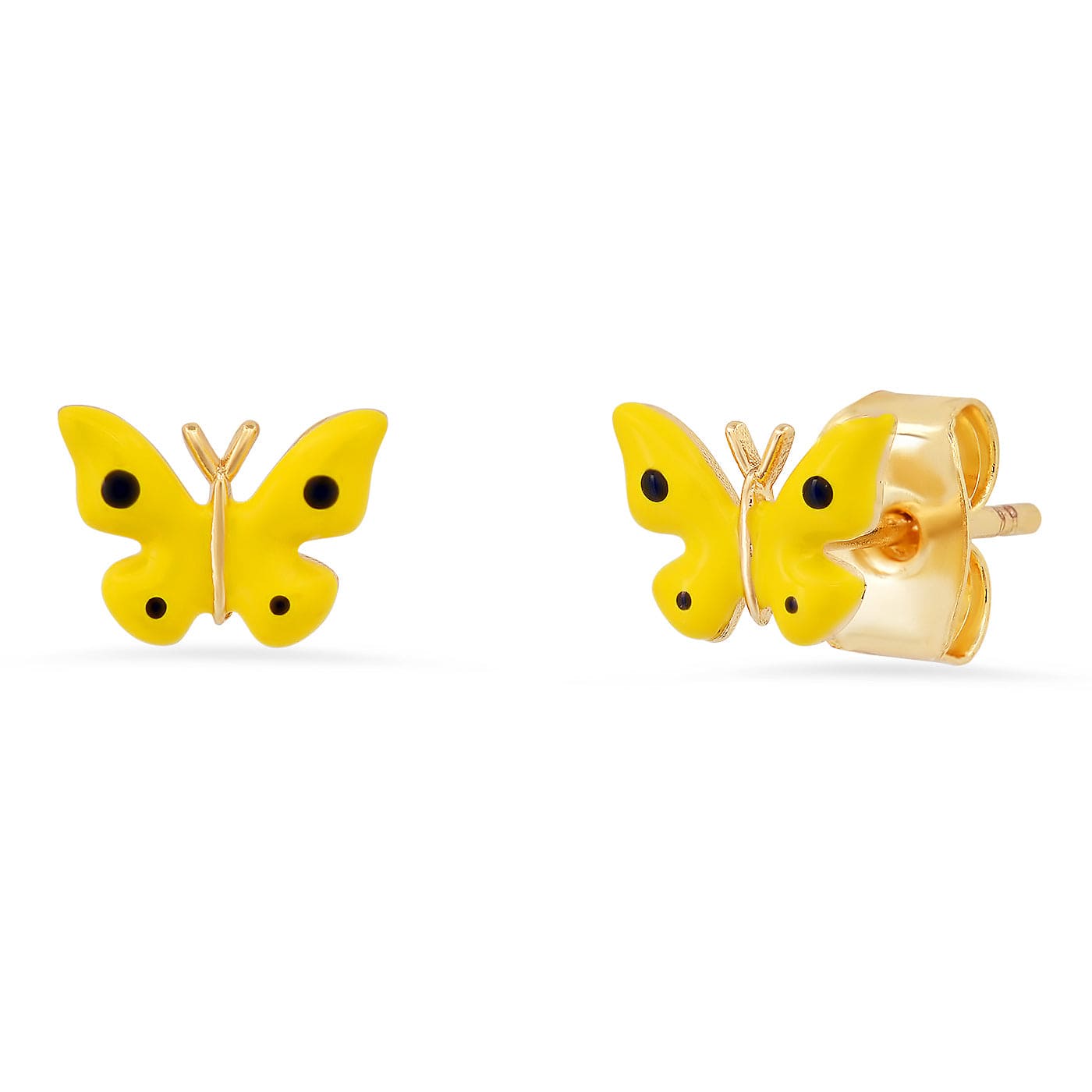 TAI JEWELRY Earrings Yellow Enamel Butterfly Studs