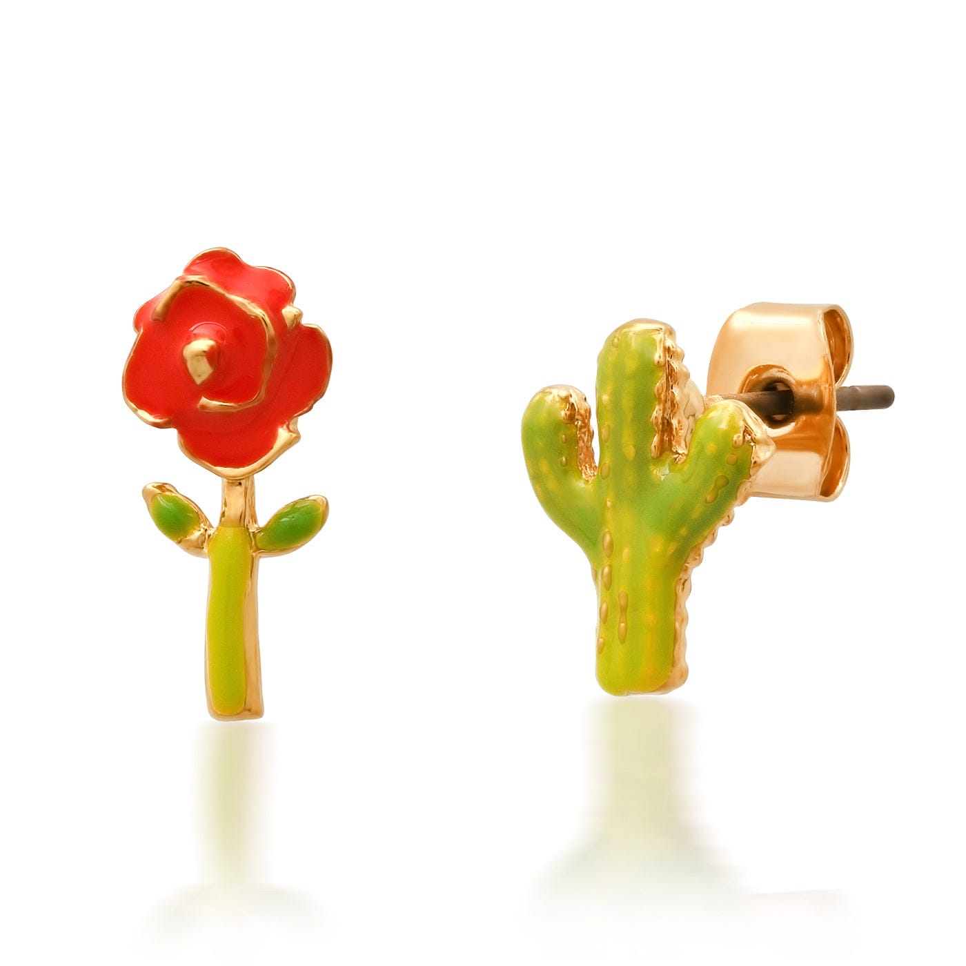 TAI JEWELRY Earrings Enamel Cactus and Desert Rose