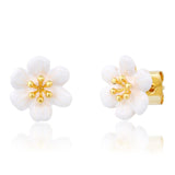 TAI JEWELRY Earrings White Enamel Flower Studs