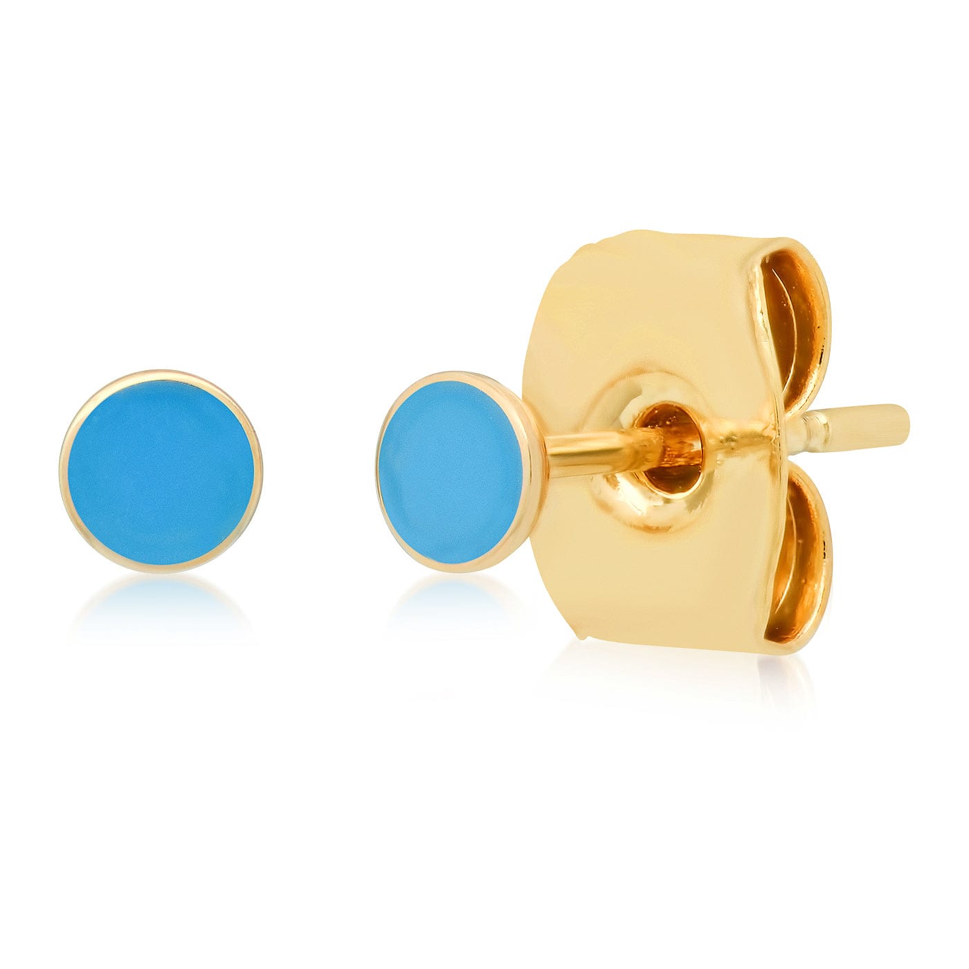 TAI JEWELRY Earrings Blue Enamel Round Disc Stud
