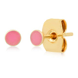 TAI JEWELRY Earrings Pink Enamel Round Disc Stud