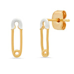 TAI JEWELRY Earrings White Enamel Safety Pin Studs