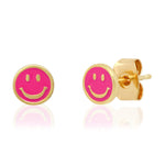 TAI JEWELRY Earrings Pink Enamel Smiley Face Studs