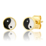 TAI JEWELRY Earrings Black/White Enamel Ying Yang Studs