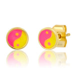 TAI JEWELRY Earrings Light Pink/Yellow Enamel Ying Yang Studs